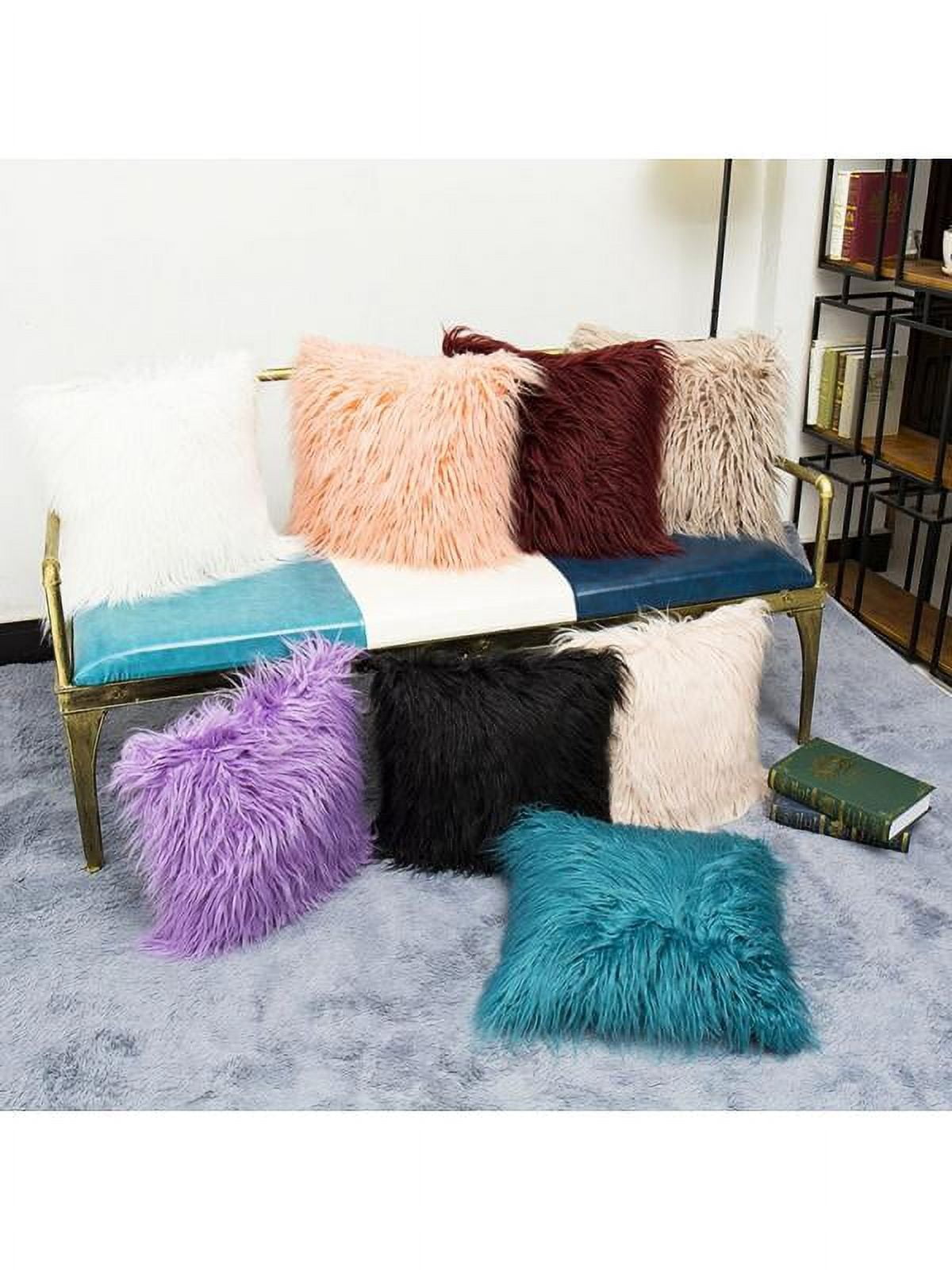 Plush Mongolian Faux Fur Throw Pillow Super Soft Cover Cushion Deluxe Home Decor Walmart