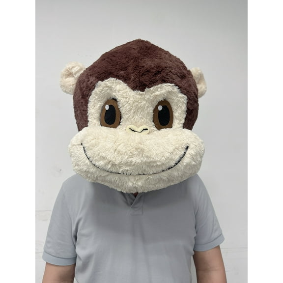 Plush Monkey Head Mask Monkey Character Mascot Costume Head Adult