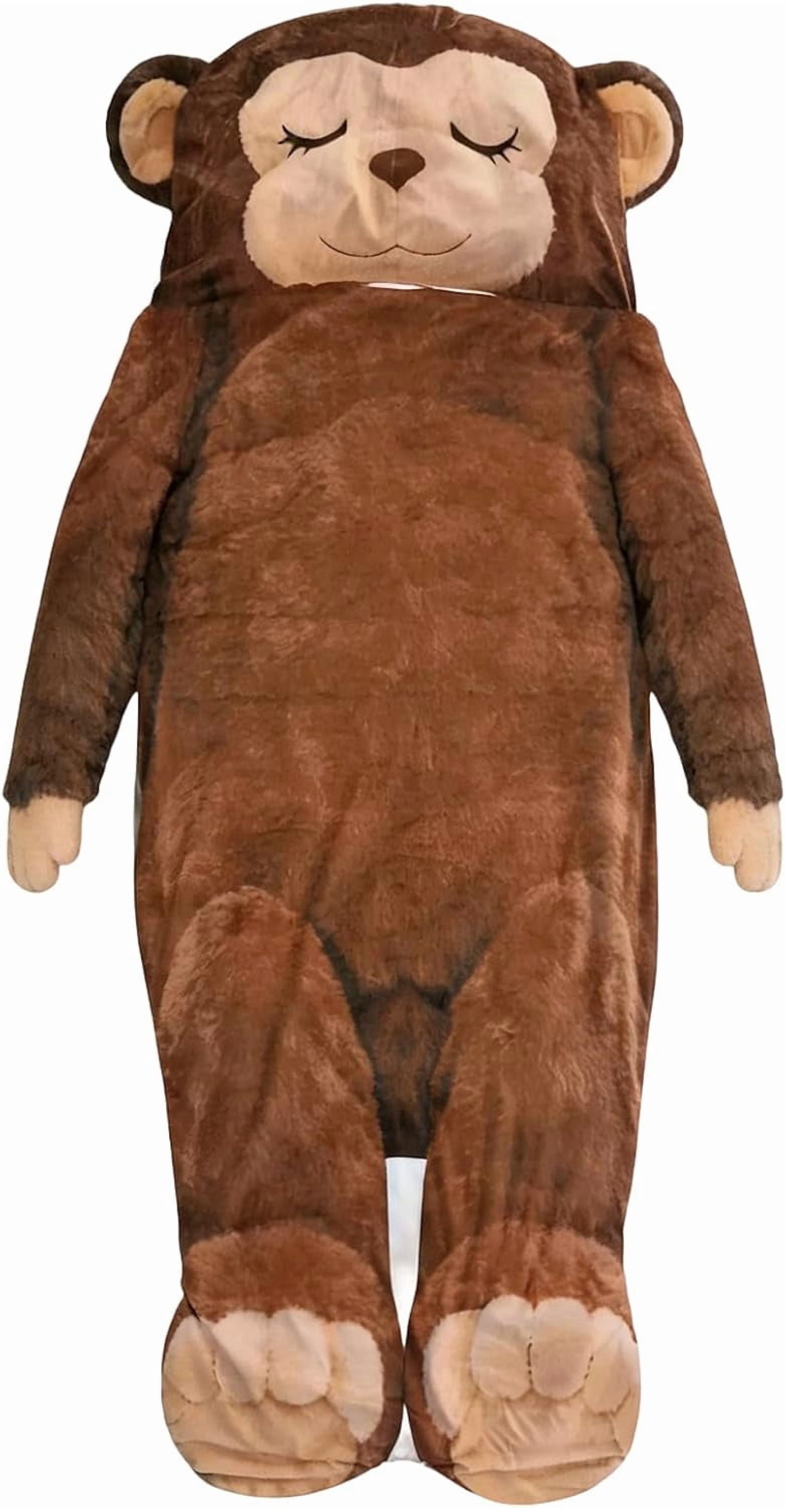 Plush Monkey Sleeping Bag for Adults, Cold Weather Soft Plush Blanket Bag with Tail, for Men Women Travel Indoor Outdoor Backpacking Hiking Reading Watching TV(Brown)