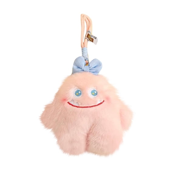 Plush Monster Keychain, Pink Fluffy Cartoon Stuffed Doll Hanging Ornament For Backpack Bag Decor, 1 Piece