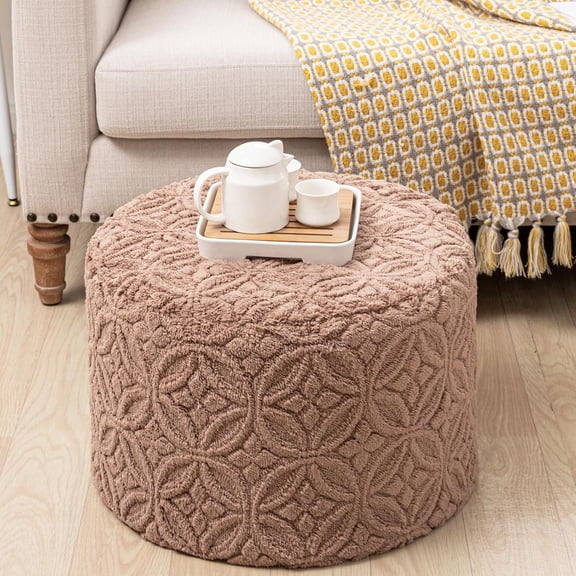 Plush Multi-Functional Ottoman Pouf – Ergonomic Ottoman Foot Rest with Space-Saving Design, Perfect Under Desks, Couches & Sofas (Coffee)