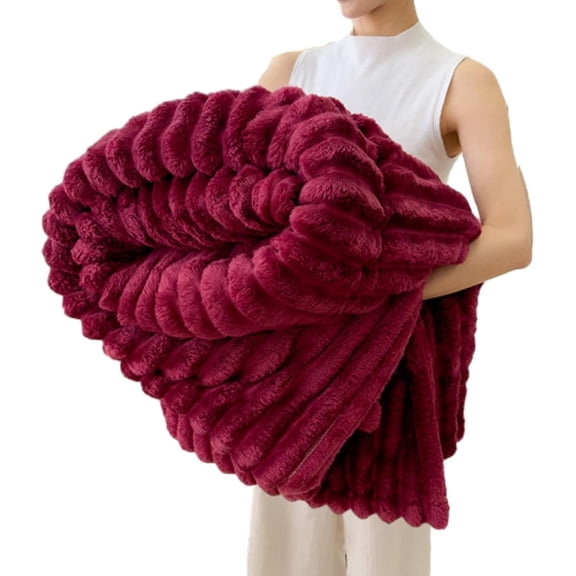 Plush Nap Blanket,Fluffy Fuzzy Warm Throw Blanket, Double Sided Solid Color Cute Furry Bubble Blanket,Thickened Comfortable Sofa Throw Blanket