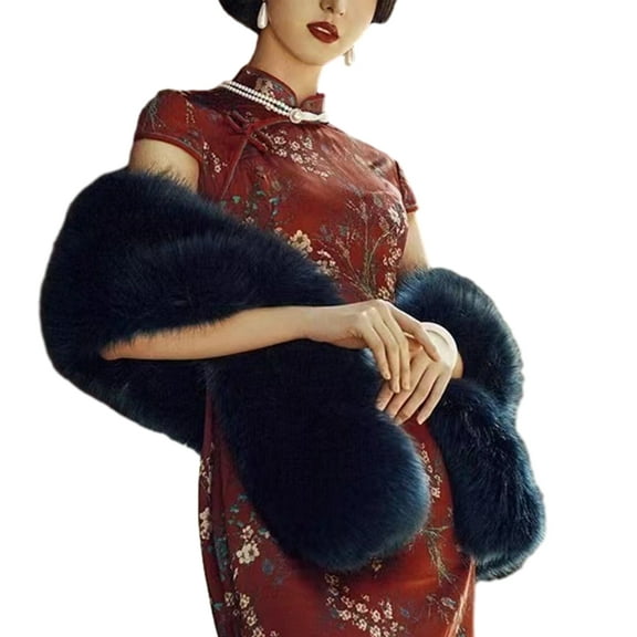 Plush Neck Scarf Furry Wrap Shawl for Adult Party Dress Decorative Stole Cape