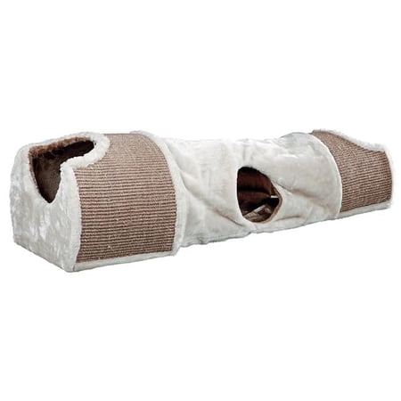 Plush Nesting Tunnel for Cats, Light Gray & Brown