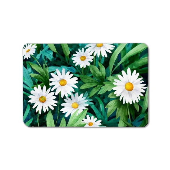 Plush Non Slip Green Floral Bath Rug 20x32 Inch Water Absorbent Floor Mat for Bathroom Kitchen Sunroom