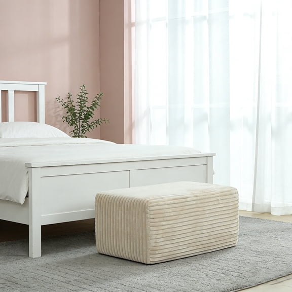 Plush Ottoman, Modular  Couch Ottoman with High Resilience Foam, Pet Friendly Corduroy Fabric, No Assembly Required, for Living Room Bedroom Apartment