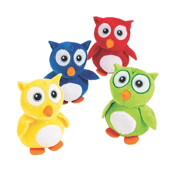 Fun Express Plush Owl Party Favors Washable 12 Pieces