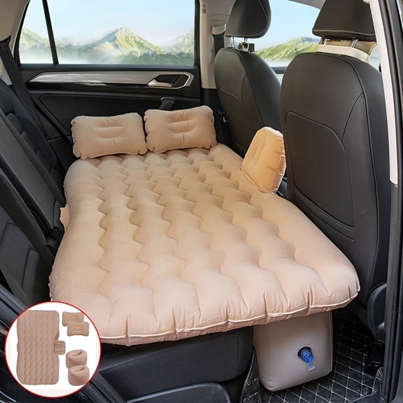 Plush PVC car inflatable bed, easy to clean. Comes with foot pump and pillows, single/double sizes for SUV, RV, travel and home use.