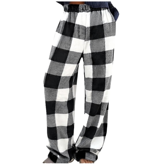 Plush Pajama Pants Women Fluffy Fleece Lounge Pants Fuzzy Warm Pj Bottoms Star Graphic Flannel Loungewear Pant