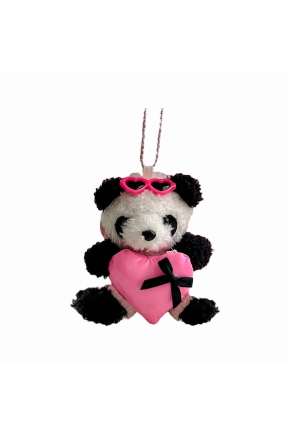 Plush Panda Charm Keychains Sweet Cute Pendant Car Keyring Phone Decoration Back Clip Fashion Jewelry for Women Girl