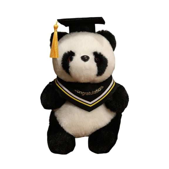 Plush Panda Stuffed Animals Plush Toys 8 Inches Present Gifts for Graduation Day, Personalized Graduation Text on Gown, Best for Any Grad School (Yellow)