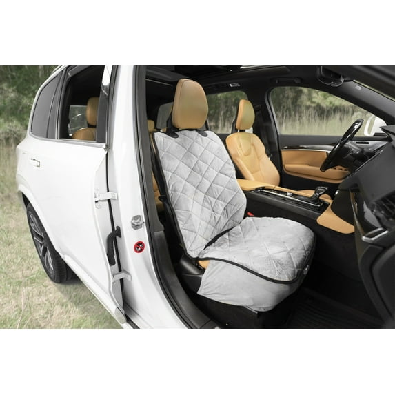 Plush Paws Luxury Velvet Waterproof Nonslip Scratchproof Bucket Car Seat Cover for Cars & SUVs Regular London Grey