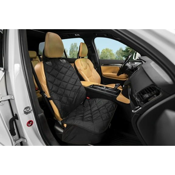 Plush Paws Products Premium Bucket Car Seat Protector w/ Diamond Stitching | Washable & Waterproof Front Seat Dog Cover for Car, Truck, & SUV | Nonslip, Tear Resistant Pet Passenger Seat Cover | Black