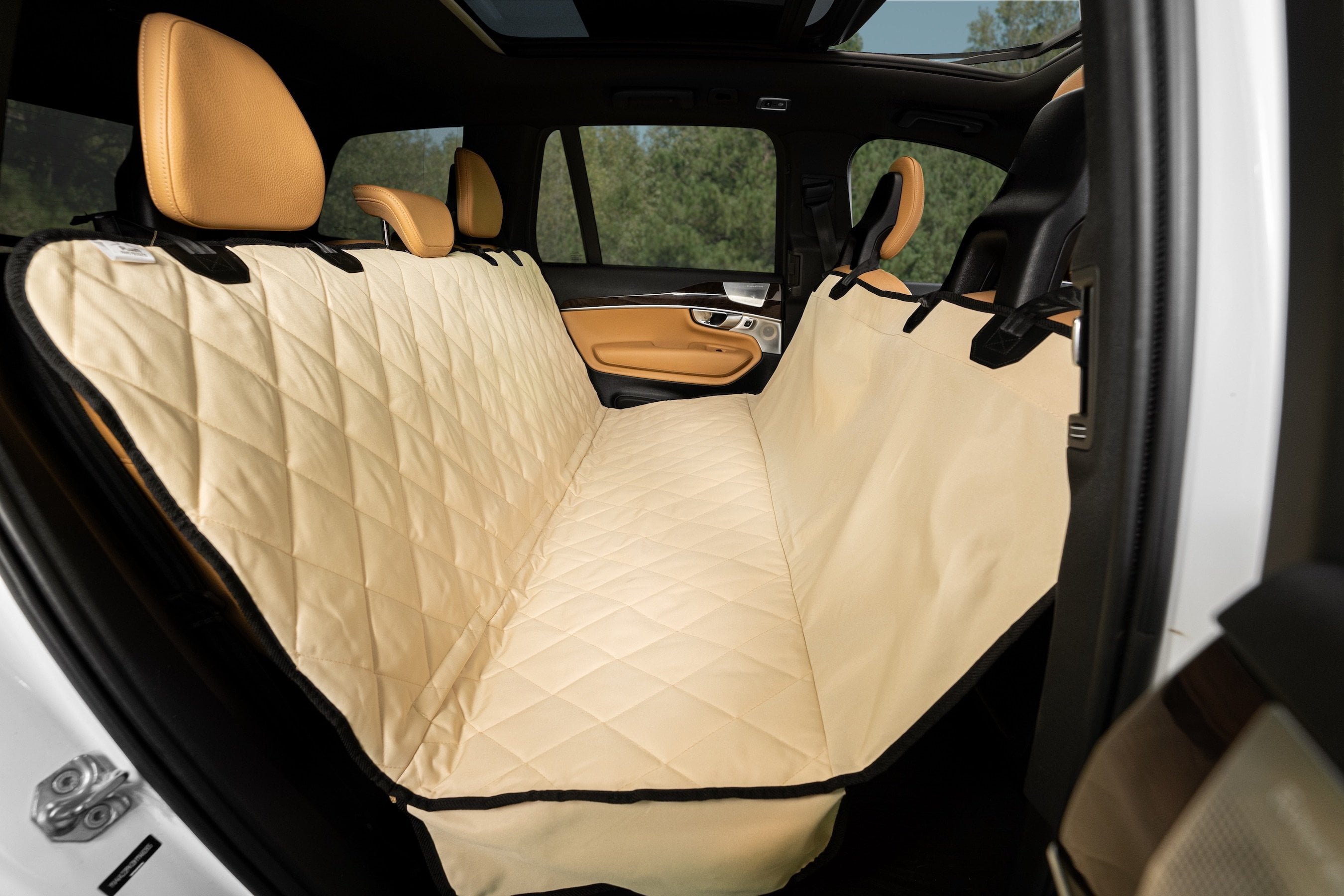 Regular Tan Waterproof Quilted Rear Car Seat Protector
