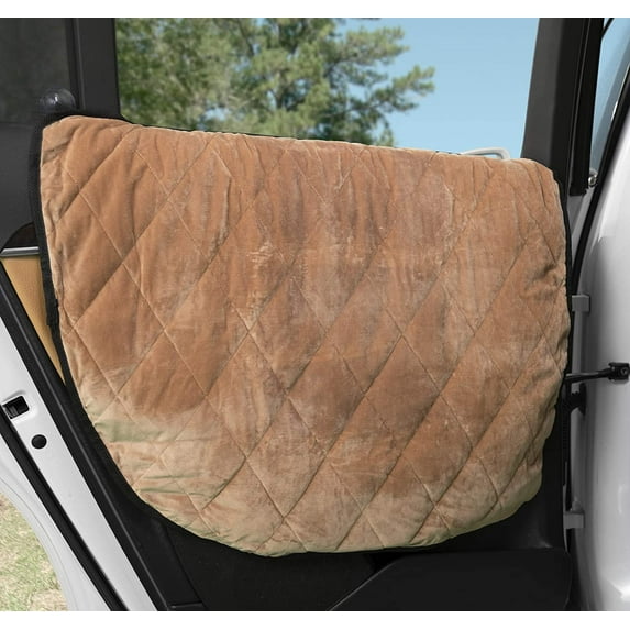 Plush Paws Products Velvet Car Door Protector | Washable & Waterproof Interior Door Cover for Car, Truck, & SUV | One Size Fits Most Nonslip, Tear Resistant Door Guard | Set of 2 Desert Sand
