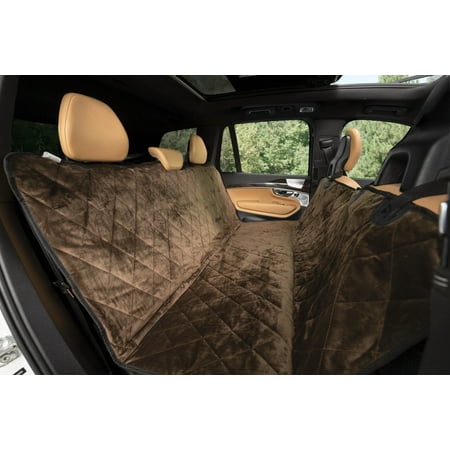 Plush Paws Products Velvet Rear Car Seat Protector w/ Hammock | Washable & Waterproof Back Seat Dog Cover for Car, Truck, & SUV | Nonslip, Tear Resistant Pet Seat Cover | X-Large Chocolate
