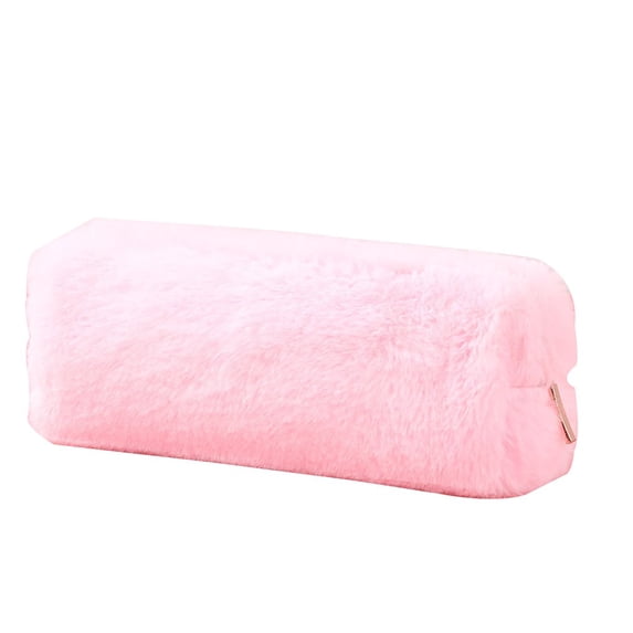 Plush Pencil Case, Large Capacity, Soft Korean Style, for Students, Pink