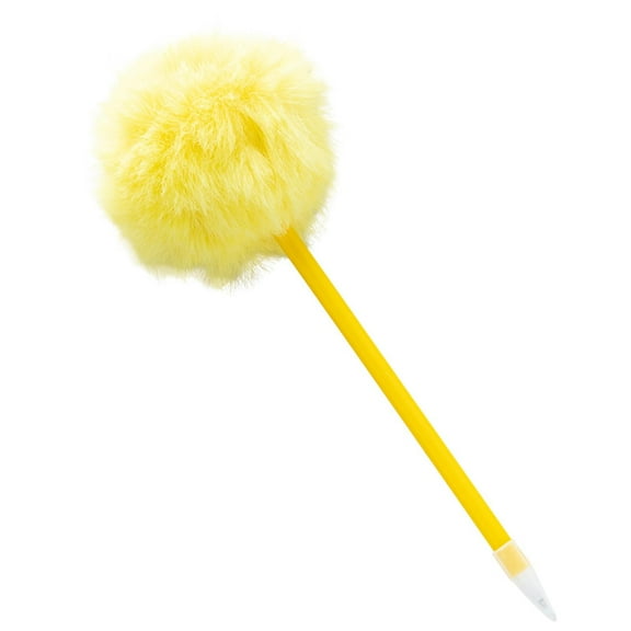 Plush Pens, Cute Fluffy Ball Top Pens,Gift Feather Colorful Fluffy Ball Pen for Easter and Party Supplies,Hairball Ballpoint 2PCS Yellow