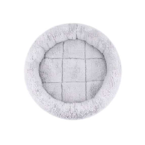 Plush Pet Bed, Round Gray Thickened Sleeping Mat for Cat Dog Winter Indoor Resting Warmth, S