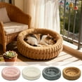 thumbnail image 1 of Plush Pet Bed Winter Plush Round Cat Bed for Cats and Small Dogs 40x40x15cm Fluffy Pet Nest Comfortable Soft Warm Sleeping Spot,Coffee Brown 1Pcs JASKFLY, 1 of 8
