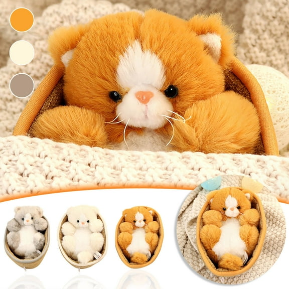 Plush PetToys under $5! Cagogo Sleeping Pet Pad DollToys, Animated Breathing Plush Cat, Realistic Desk Decor for Office, InteractiveToys forKidsBoysGirls