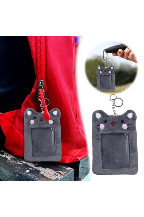Plush Photocard Holder Keychain Cute Cat, K-Pop Photo Card Holder for Crafts for Kids Ages 8-12