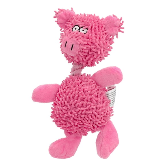 Plush Pig Dog Squeak Toy for Aggressive Chewers Interactive Stuffed Animal Pet Chewing Toy for Puppies and Small Medium Dogs, Pink 6 Inch