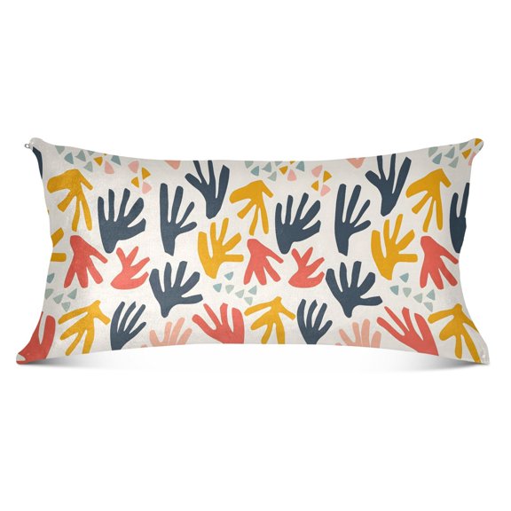 Plush Pillow Cases Body Size Ultra Soft Warm Pillowcases with Zipper Abstract Playful Shape 20"x54"