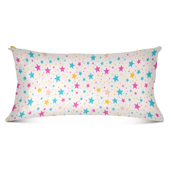 Plush Pillow Cases Body Size Ultra Soft Warm Pillowcases with Zipper Blue Purple Yellow Star 20"x54"