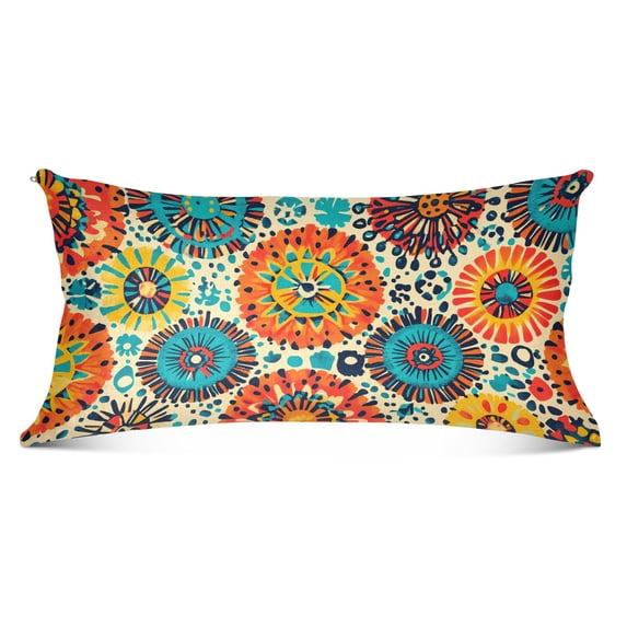 Plush Pillow Cases Body Size Ultra Soft Warm Pillowcases with Zipper Colorful Bohemian Geometry 20"x54"