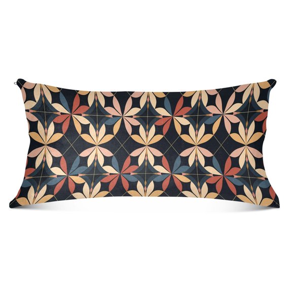 Plush Pillow Cases Body Size Ultra Soft Warm Pillowcases with Zipper Elegant Geometric Shapes 20"x54"