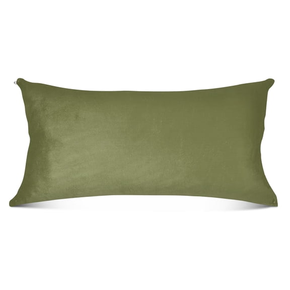 Plush Pillow Cases Body Size Ultra Soft Warm Pillowcases with Zipper Olive Green 20"x54"