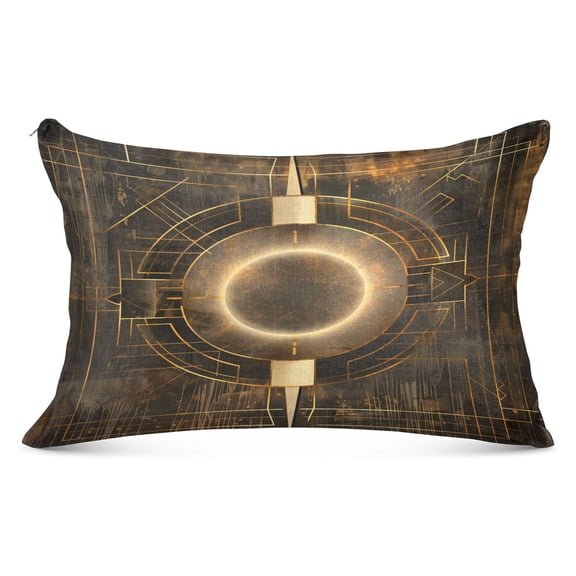 Plush Pillow Cases King Size Ultra Soft Warm Pillowcases with Zipper Abstract Bronze Geometric 20"x40"