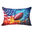 thumbnail image 1 of Plush Pillow Cases King Size Ultra Soft Warm Pillowcases with Zipper American Flag and Football 20"x40", 1 of 9