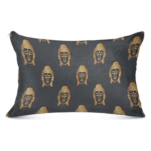 Plush Pillow Cases King Size Ultra Soft Warm Pillowcases with Zipper Buddhist Image Head 20"x40"