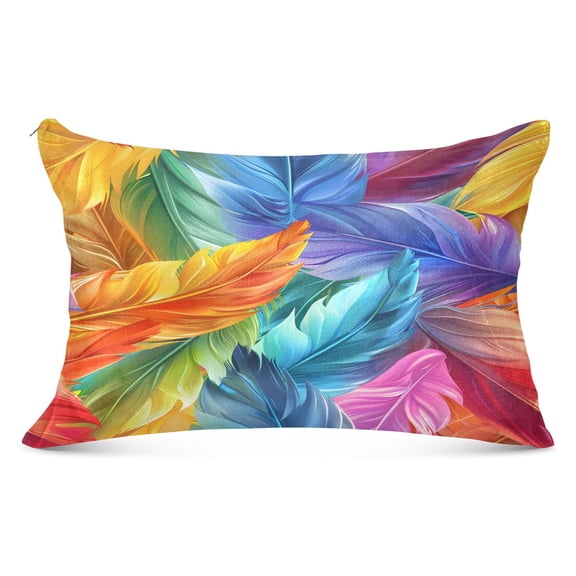 Plush Pillow Cases King Size Ultra Soft Warm Pillowcases with Zipper Colorful Feathers 20"x40"