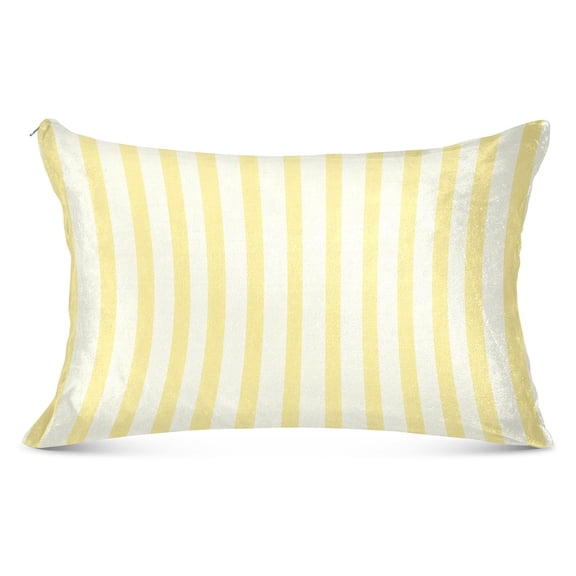 Plush Pillow Cases King Size Ultra Soft Warm Pillowcases with Zipper Light Yellow and Off-white Striped 20"x40"