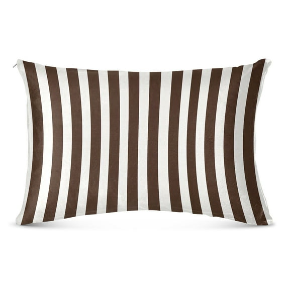 Plush Pillow Cases Queen Size Ultra Soft Warm Pillowcases with Zipper Dark Brown and White Striped 20"x30"