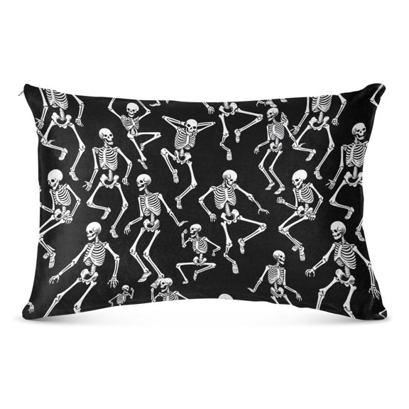 Plush Pillow Cases Queen Size Ultra Soft Warm Pillowcases with Zipper Skeletons Dancing 20"x30"