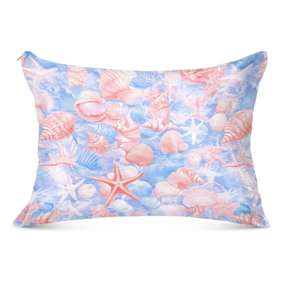 Plush Pillow Cases Standard Size Ultra Soft Warm Pillowcases with Zipper Blue Pink Shells 20"x26"