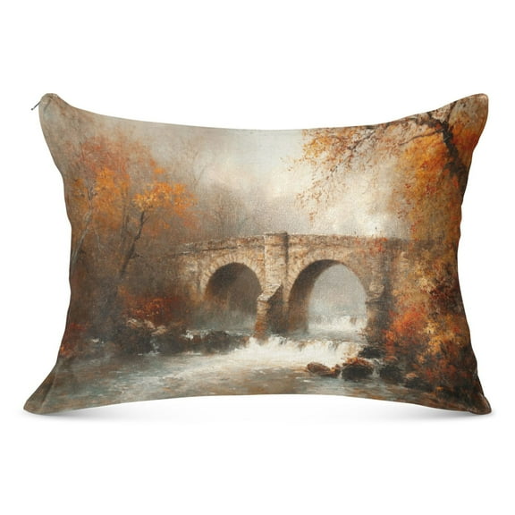 Plush Pillow Cases Standard Size Ultra Soft Warm Pillowcases with Zipper Bridges and Rivers 20"x26"