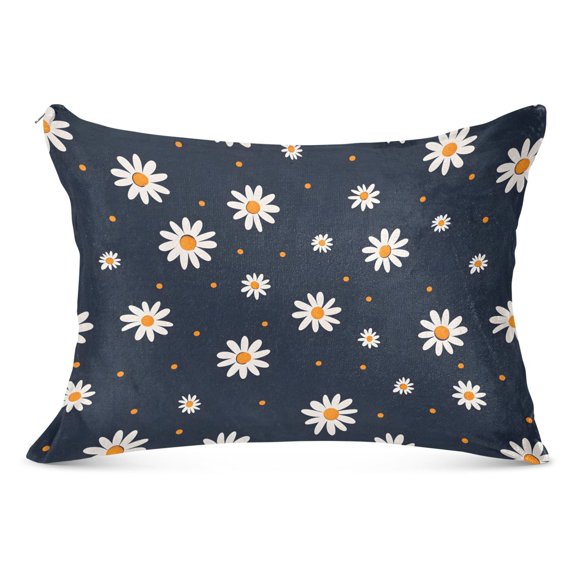 Plush Pillow Cases Standard Size Ultra Soft Warm Pillowcases with Zipper Cute Little Daisy 20"x26"