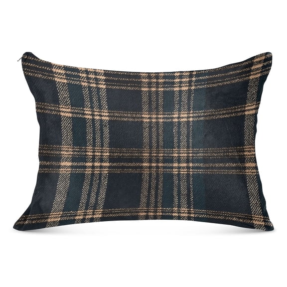 Plush Pillow Cases Standard Size Ultra Soft Warm Pillowcases with Zipper Dark Green Brown Tartan 20"x26"