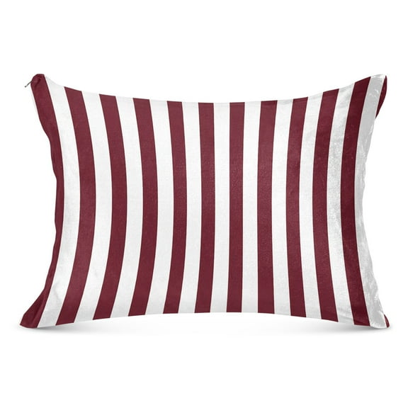 Plush Pillow Cases Standard Size Ultra Soft Warm Pillowcases with Zipper Dark Red and White Striped 20"x26"