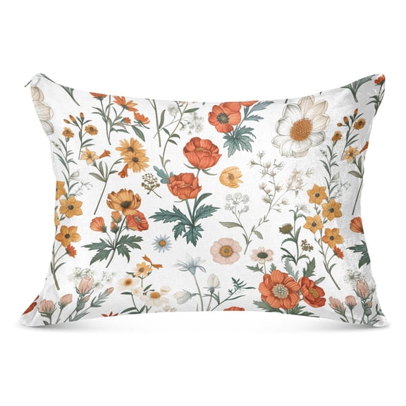 Plush Pillow Cases Standard Size Ultra Soft Warm Pillowcases with Zipper Different Wildflower 20"x26"