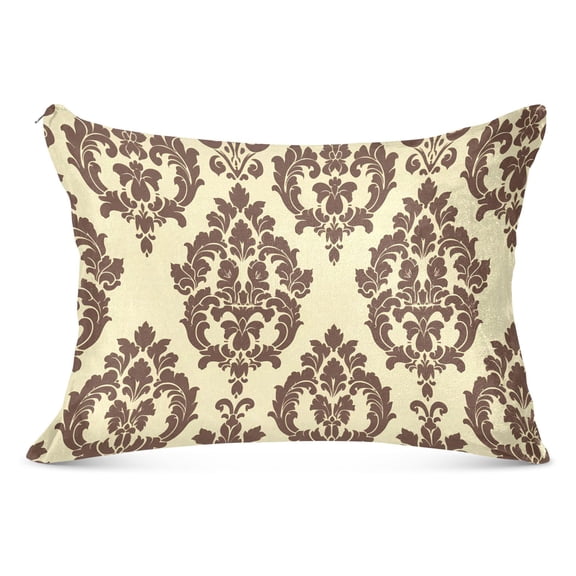 Plush Pillow Cases Standard Size Ultra Soft Warm Pillowcases with Zipper Elegant Damask Pattern 20"x26"
