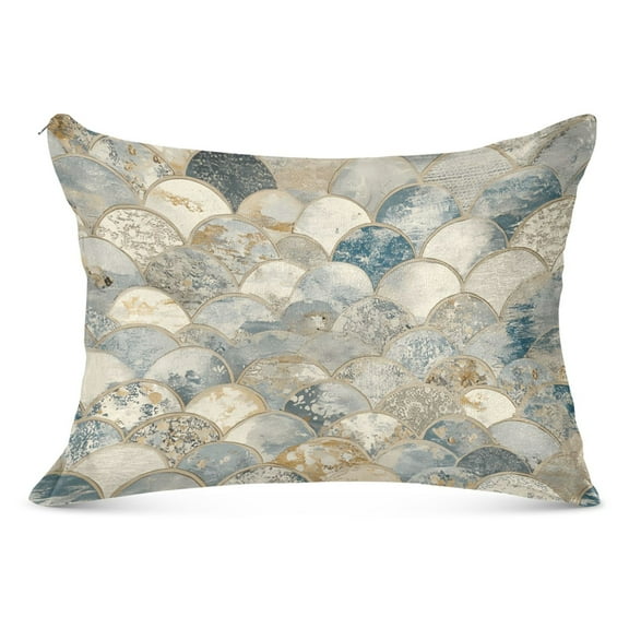 Plush Pillow Cases Standard Size Ultra Soft Warm Pillowcases with Zipper Marble Fish Scale 20"x26"