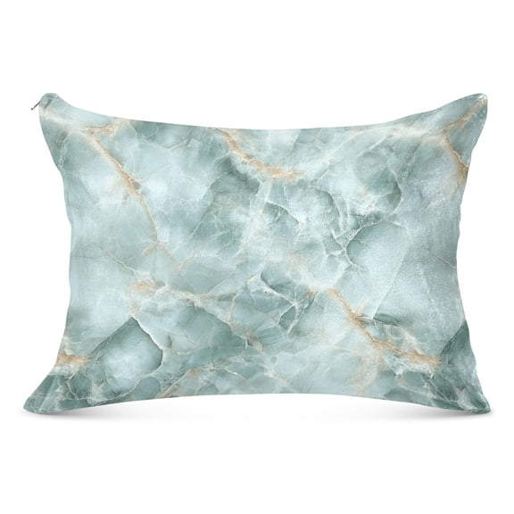 Plush Pillow Cases Standard Size Ultra Soft Warm Pillowcases with Zipper Mint Green Marble 20"x26"