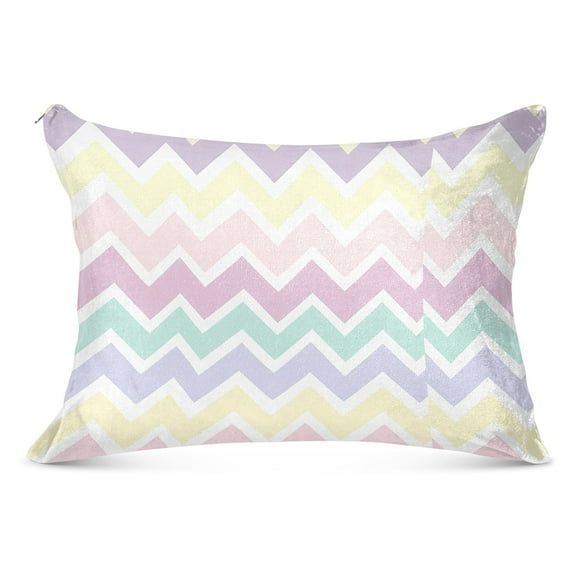Plush Pillow Cases Standard Size Ultra Soft Warm Pillowcases with Zipper Pastel Colored Chevron 20"x26"