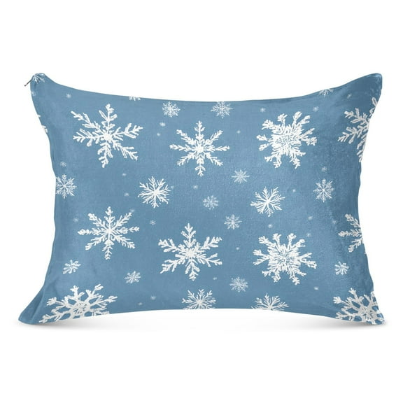 Plush Pillow Cases Standard Size Ultra Soft Warm Pillowcases with Zipper Snowflakes in Air 20"x26"